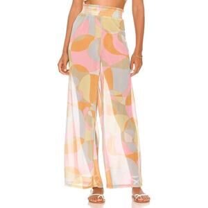 Beach Riot Margaret Pant Abstract Retro Print Colorful Swim Cover Up Size Medium